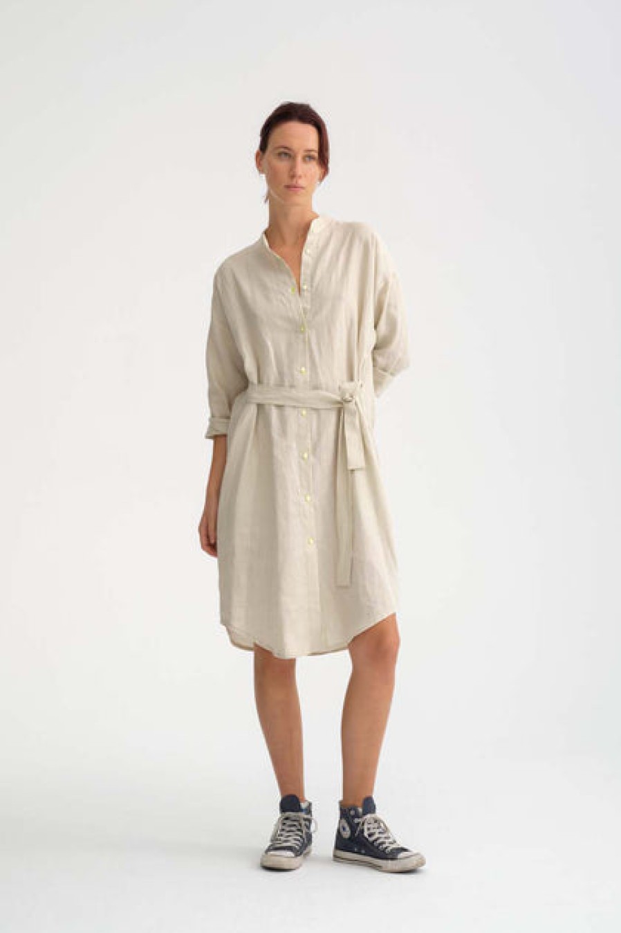 Dresses & Tunics | Fashion Cecilia Sörensen Cecilia Sorensen Oval Winter Linen Shirt Dress Beige