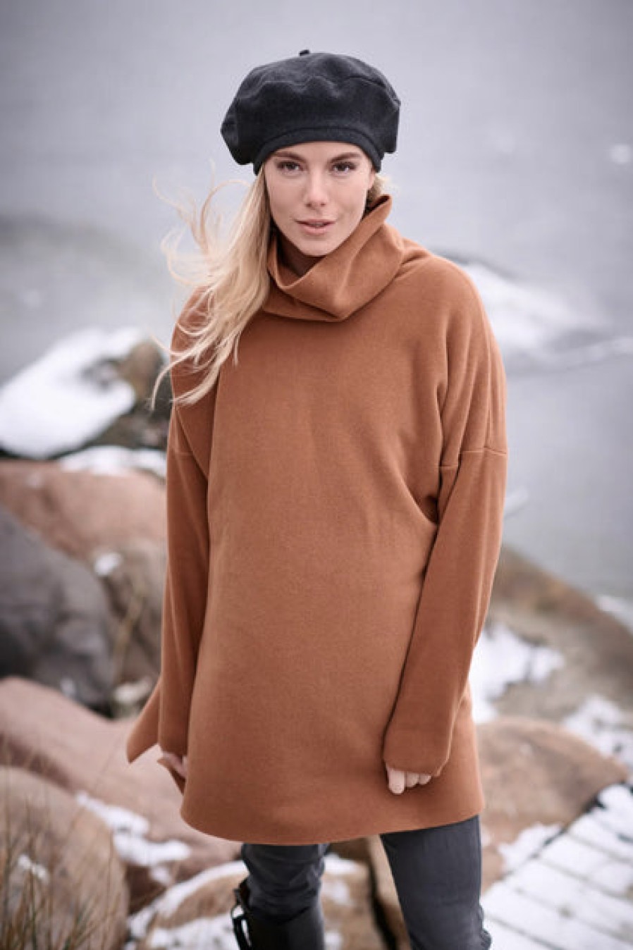 Tops, T-Shirts & Sweaters | Fashion Henriette Steffensen Henriette Steffensen High Neck Fleece Tunic Rust