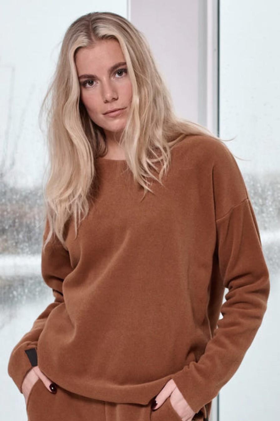 Tops, T-Shirts & Sweaters | Fashion Henriette Steffensen Henriette Steffensen Fleece Round Neck Blouse Rust