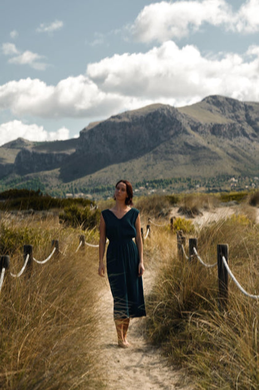 Dresses & Tunics | Fashion Cecilia Sörensen Cecilia Sorensen V-Dress Cyan Green