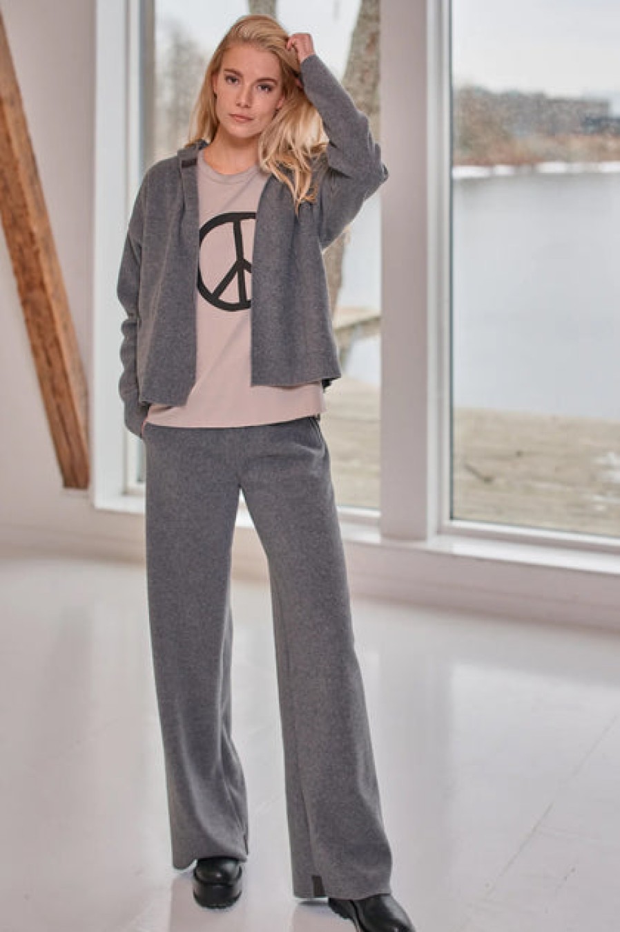 Pants & Skirts | Fashion Henriette Steffensen Henriette Steffensen Fleece Flare Trousers Grey