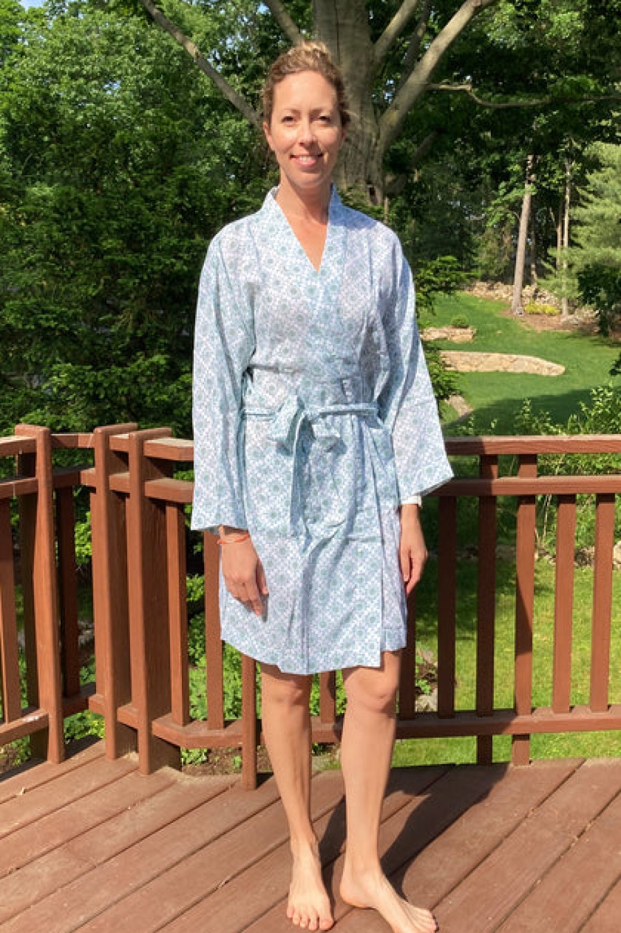 Loungewear & Sleepwear | Fashion Nest Factory Nest Factory Block Print Robe Turquoise