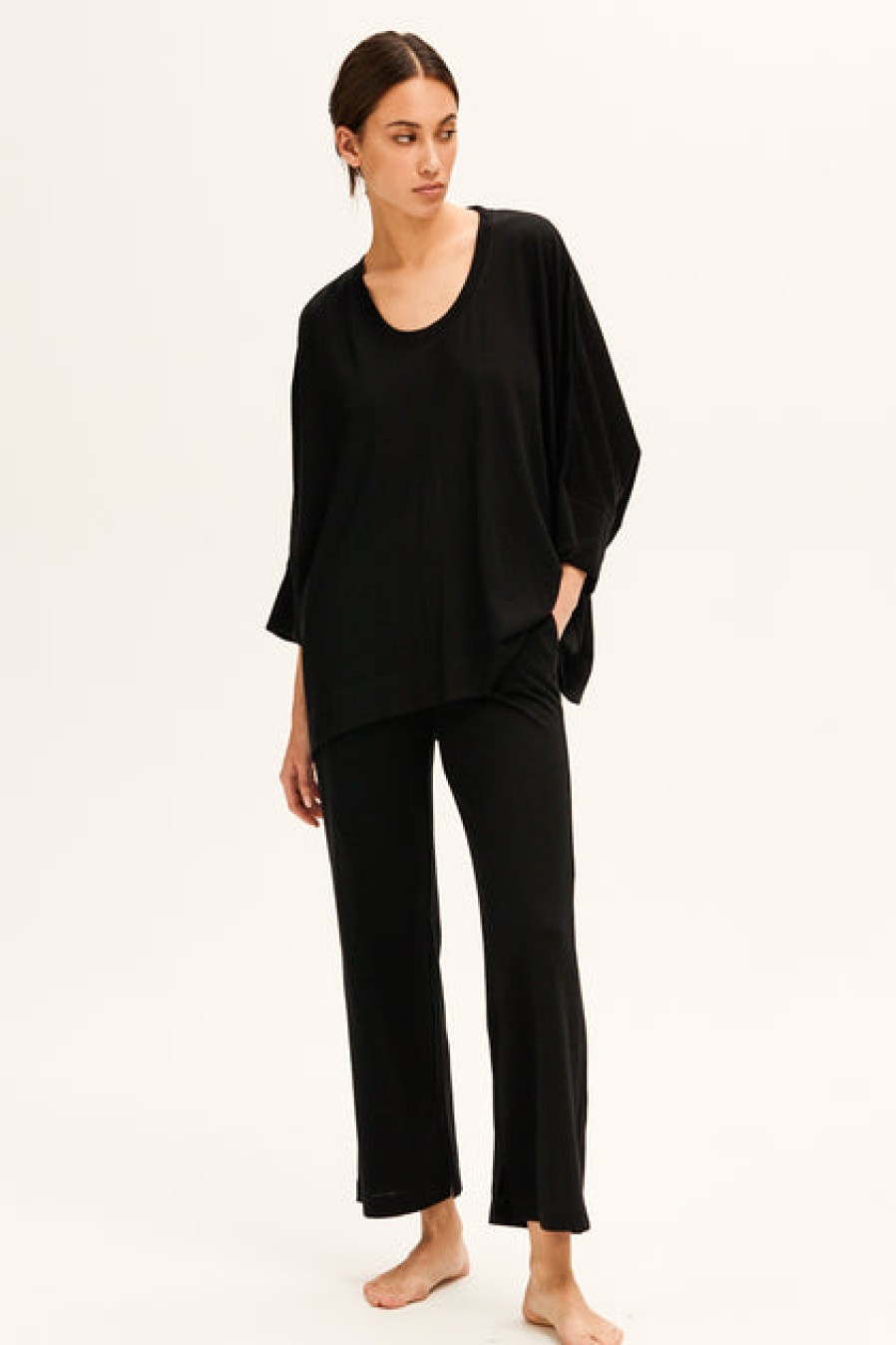 Loungewear & Sleepwear | Fashion Andrea & Joen Andrea & Joen Mia Wool Relaxed Top Jet