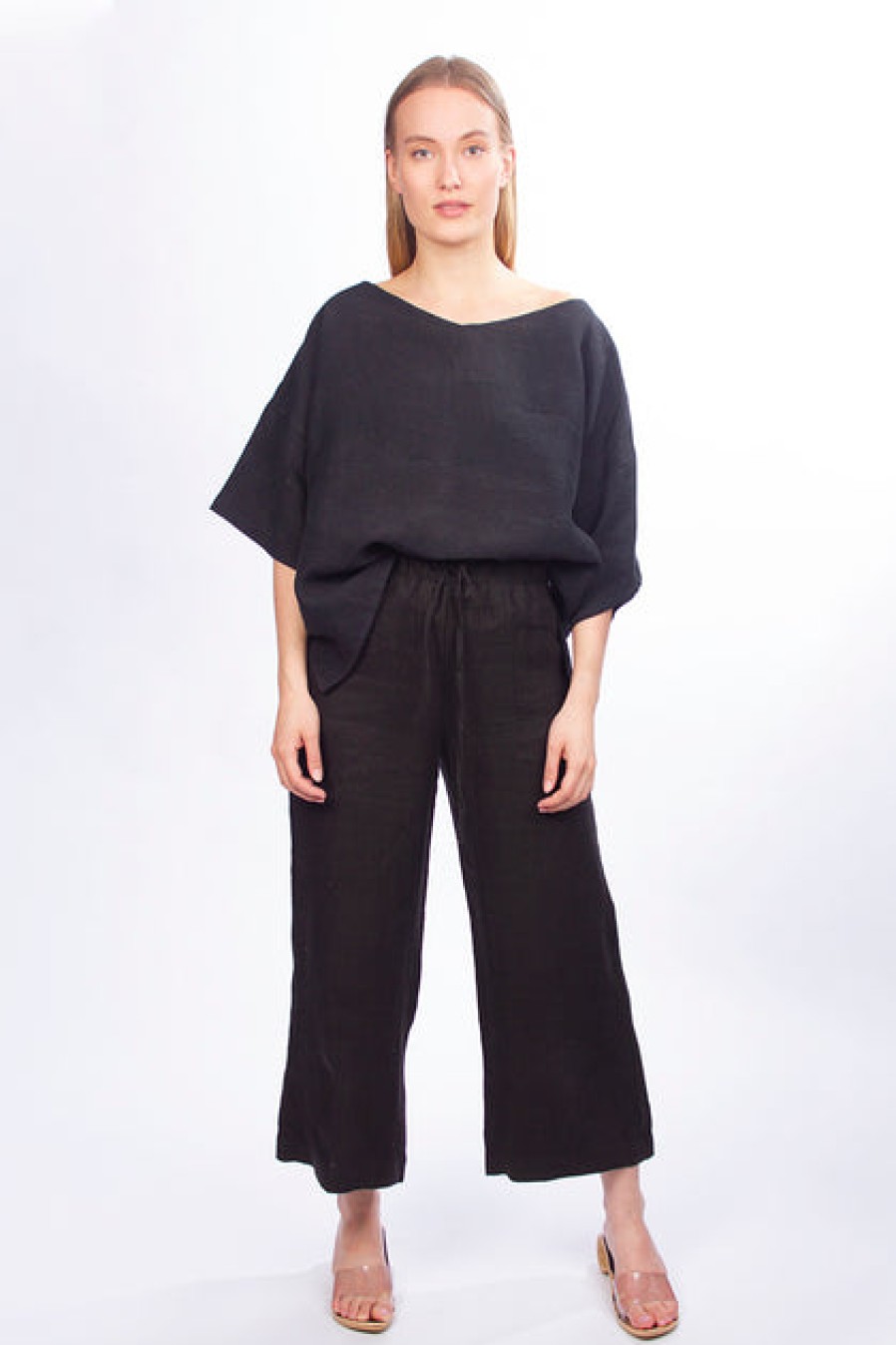 Tops, T-Shirts & Sweaters | Fashion Marita Huurinainen Marita Huurinainen Pellavainen Black Top