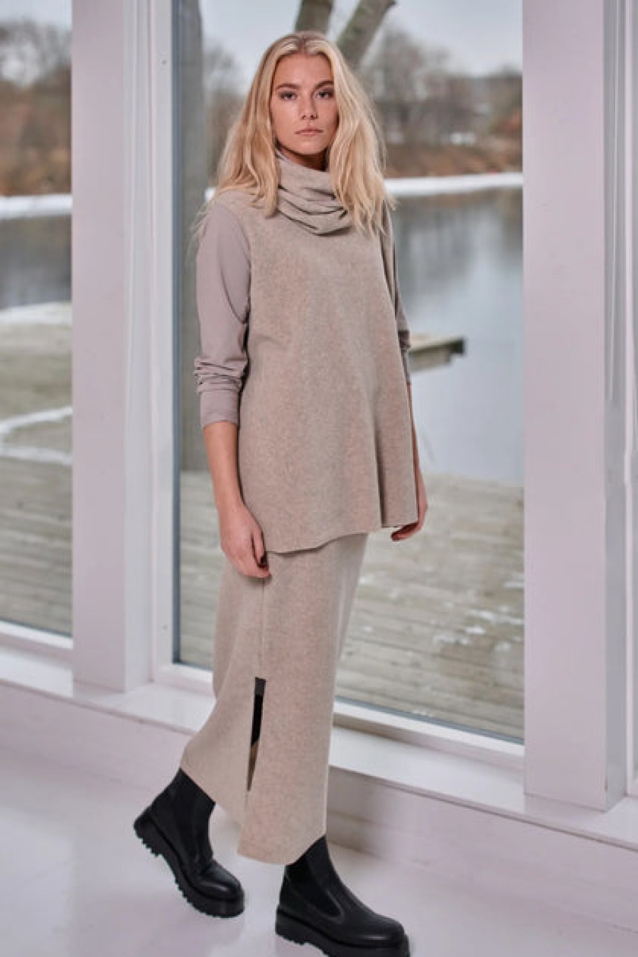 Pants & Skirts | Fashion Henriette Steffensen Henriette Steffensen Fleece Long Skirt Sand