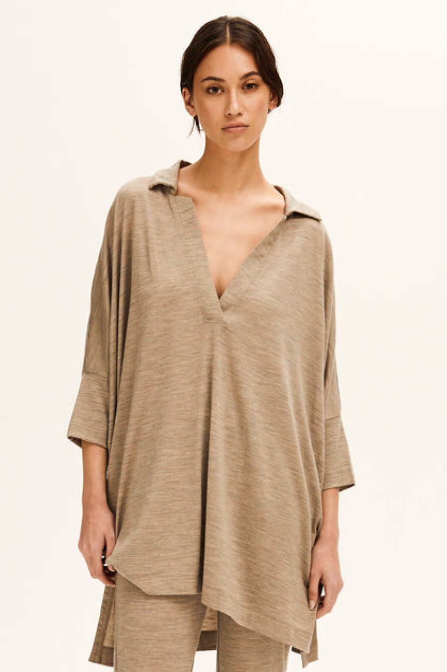 Loungewear & Sleepwear | Fashion Andrea & Joen Andrea & Joen Mia Wool Oversized Popover Top Birch