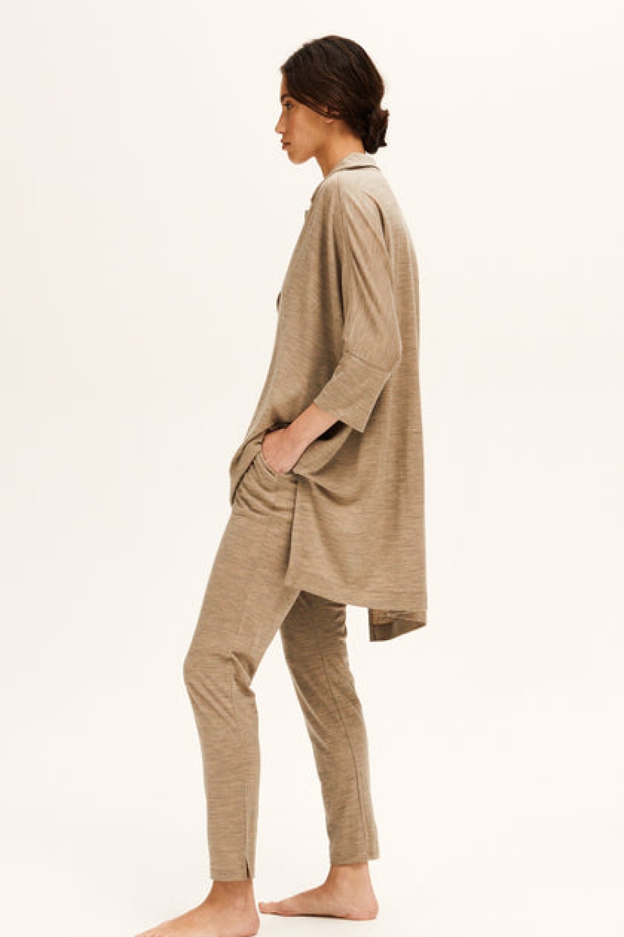 Loungewear & Sleepwear | Fashion Andrea & Joen Andrea & Joen Mia Wool Oversized Popover Top Birch