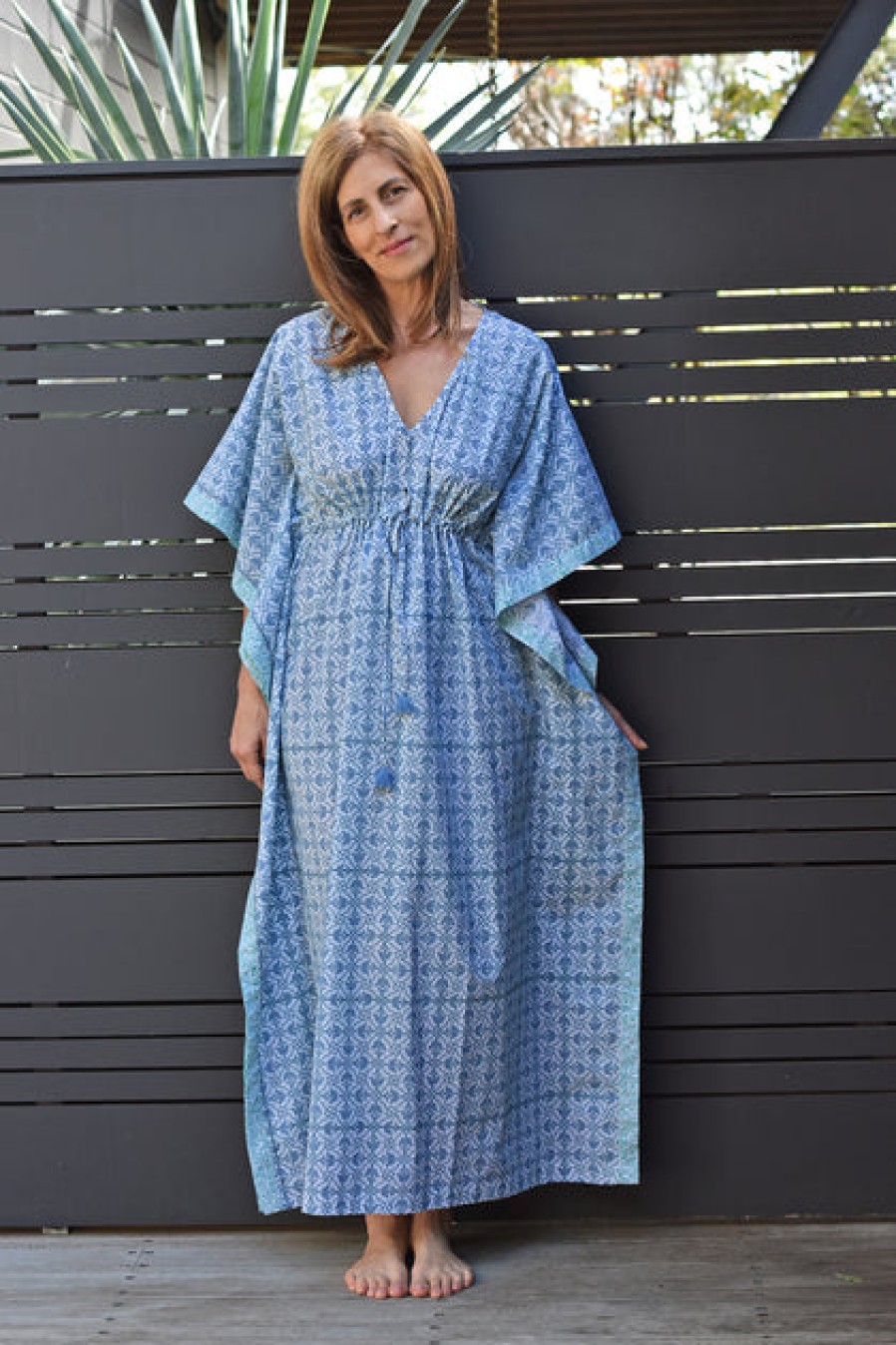 Loungewear & Sleepwear | Fashion Nest Factory Nest Factory Block Print Kaftan Lagoon