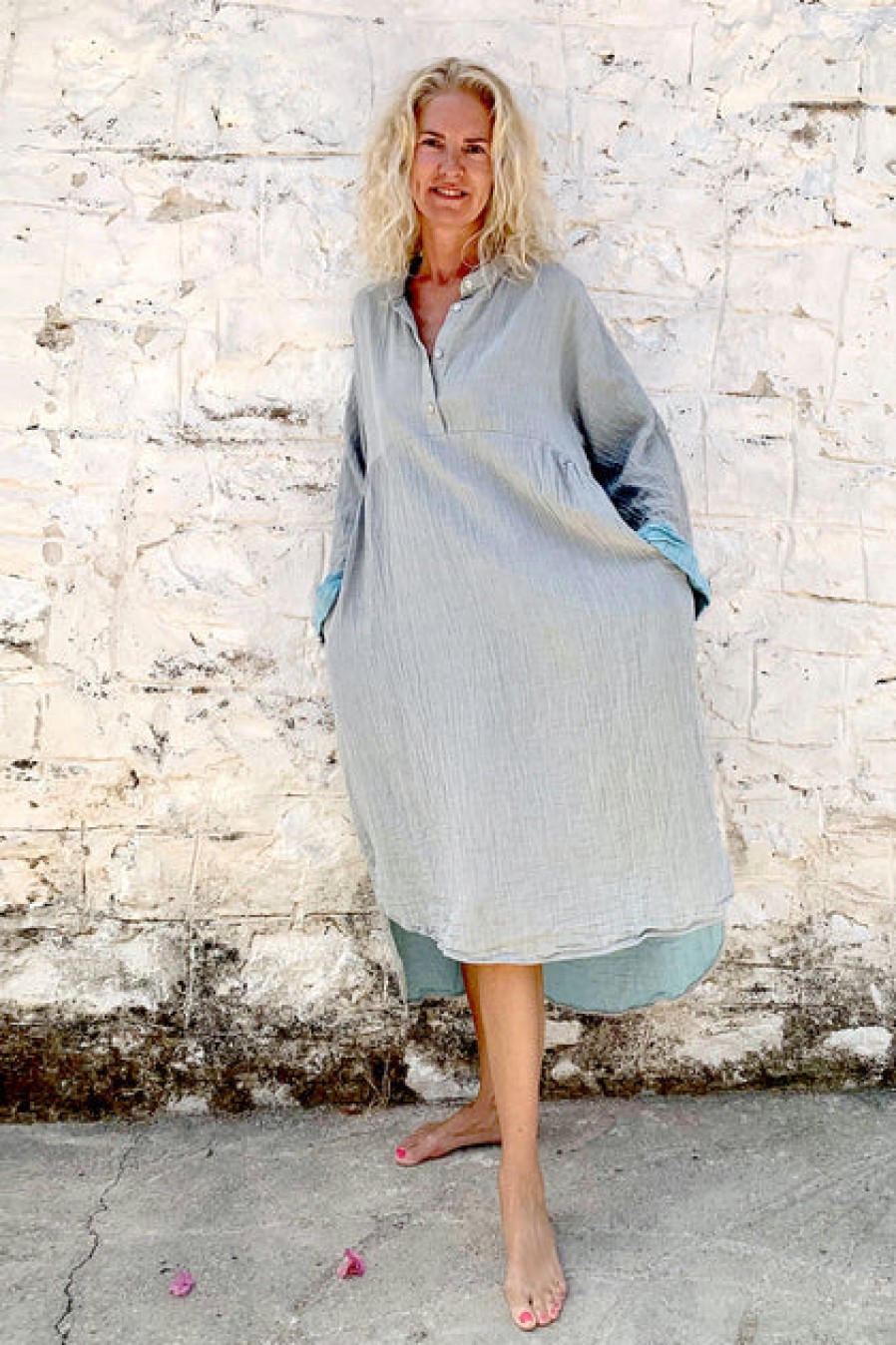 Dresses & Tunics | Fashion loom.ist Muslin Kaftan Grey Turquoise