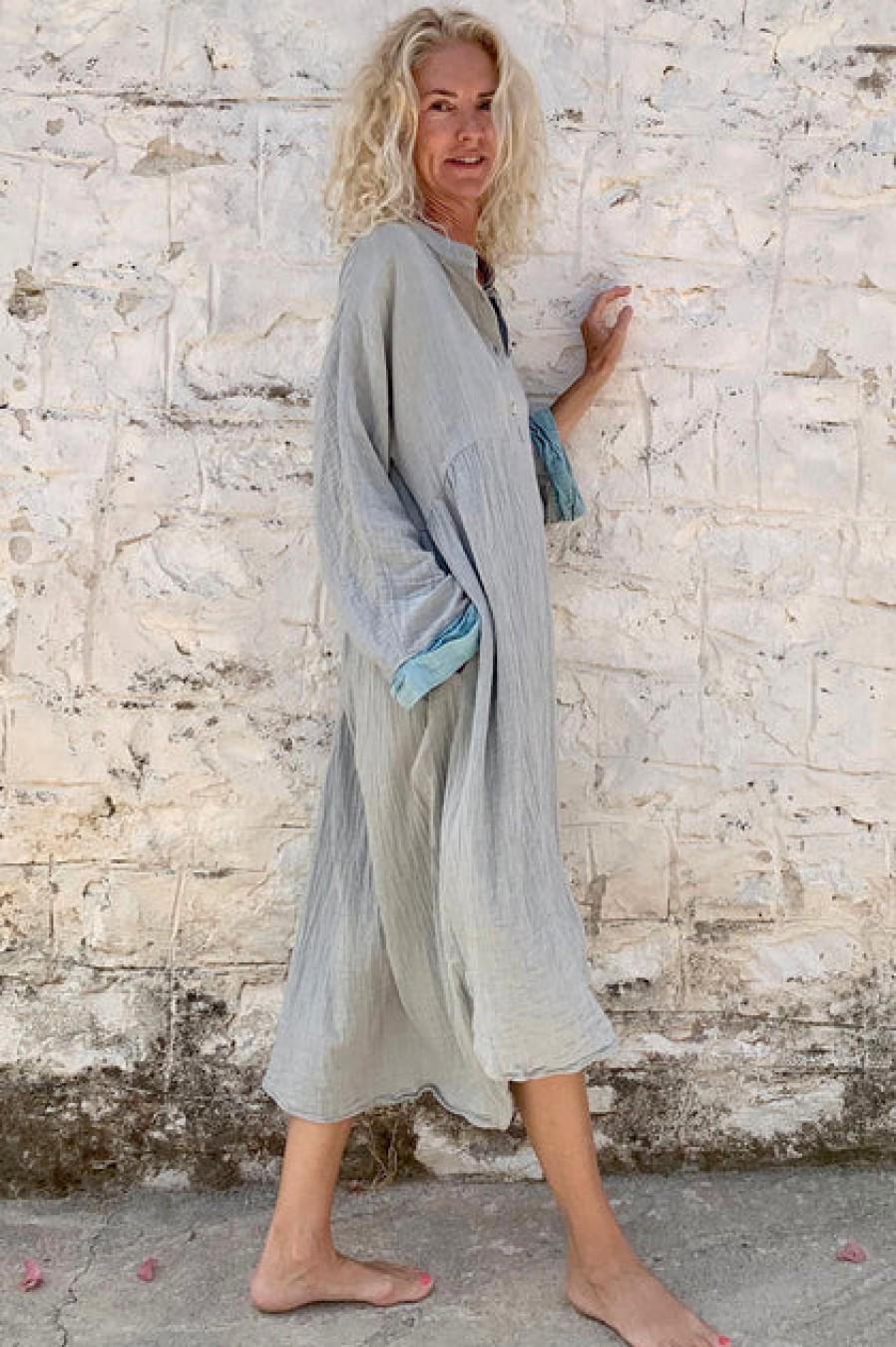 Dresses & Tunics | Fashion loom.ist Muslin Kaftan Grey Turquoise