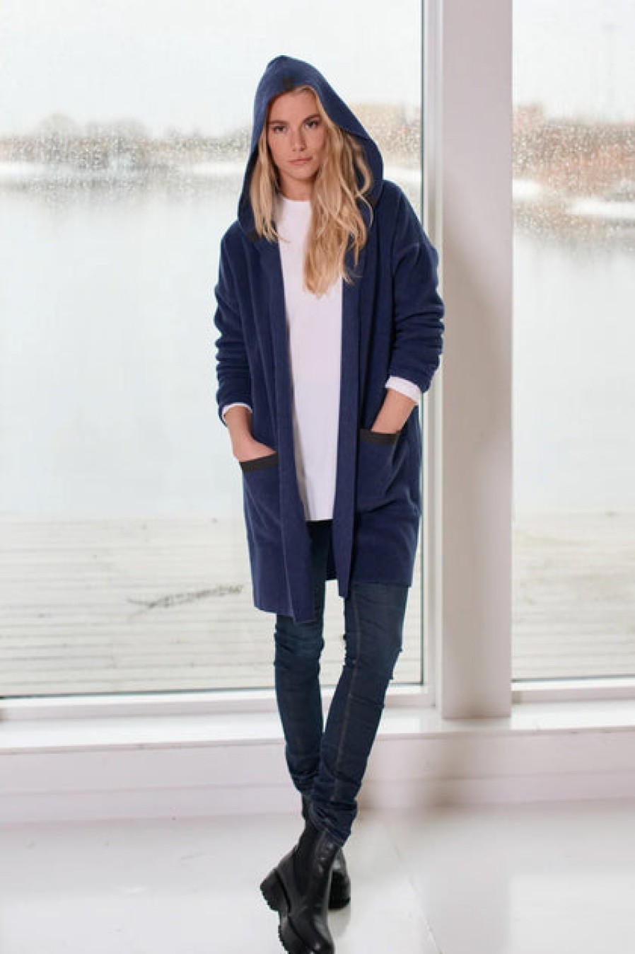 Tops, T-Shirts & Sweaters | Fashion Henriette Steffensen Henriette Steffensen Fleece Hooded Cardigan Denim