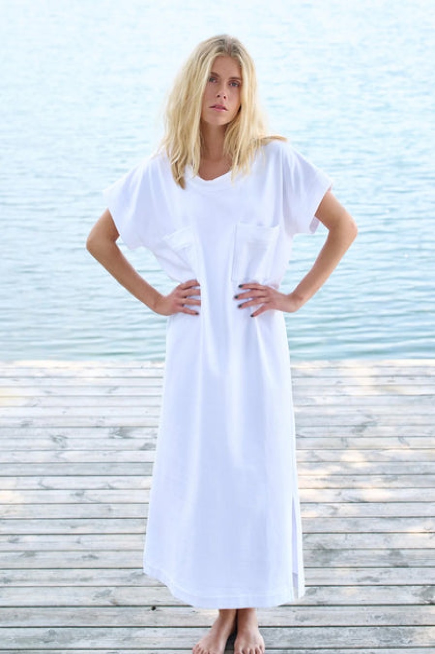 Dresses & Tunics | Fashion Henriette Steffensen Henriette Steffensen French Terry Logo Long Dress White