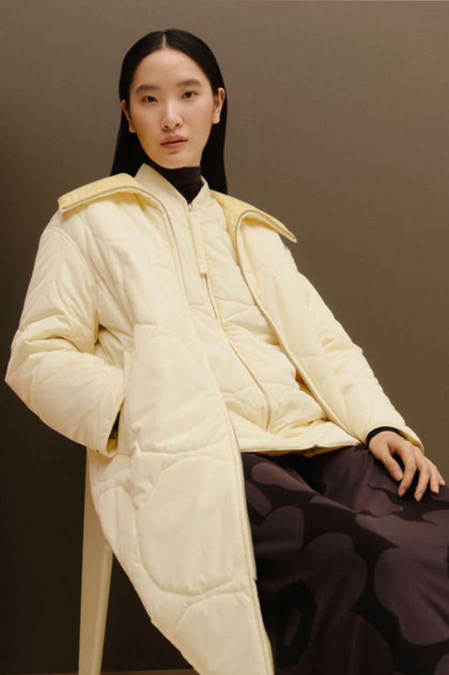 Outerwear | Fashion Marimekko Marimekko Kurtiini Kivet Coat Light Yellow