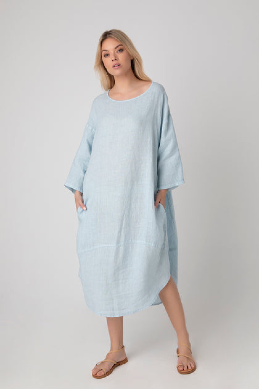 Dresses & Tunics | Fashion Kiitos Kiitos Tulip Linen Dress Baby Blue