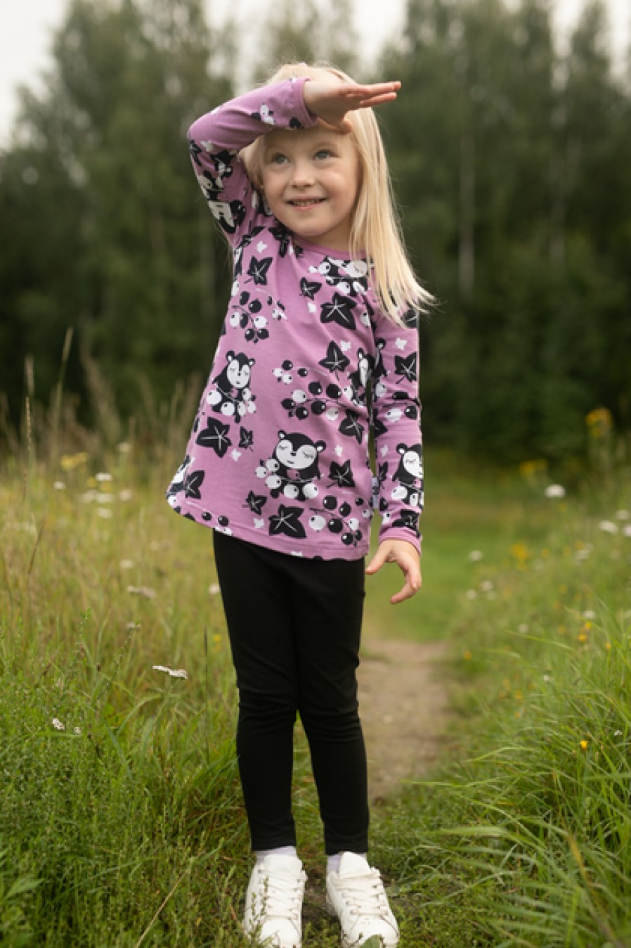 Kids' Tops | Fashion PaaPii Paapii Vieno Girls' Organic Jersey Tunic Myyry'S Currants Lilac