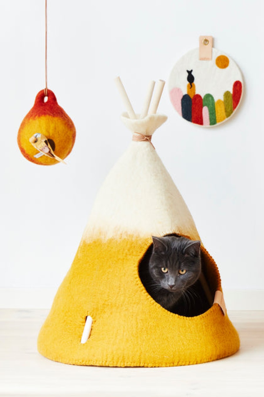 Home Accent Pieces | Home Decor Aveva Aveva Felt Cat Tipi Mustard